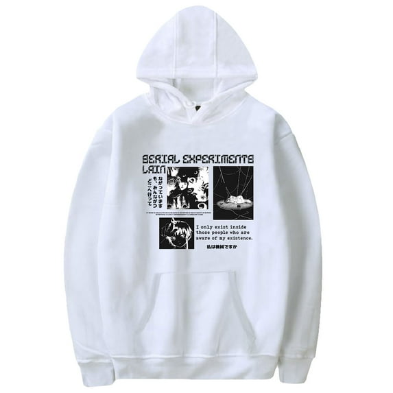 Serial Experiments Lain Anime Hooded Long Sleeve Sweatshirt Men Women Streetwear Casual Fashion Clothes