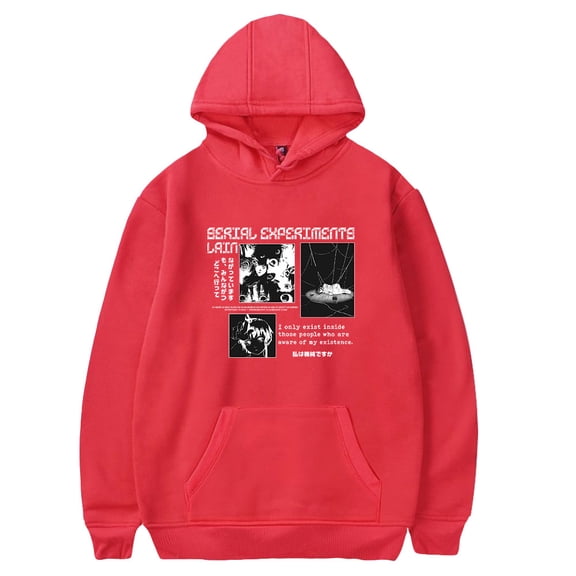 Serial Experiments Lain Anime Hooded Long Sleeve Sweatshirt Men Women Streetwear Casual Fashion Clothes