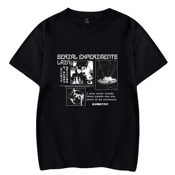Serial Experiments Lain Anime Short Sleeve T - shirt Unisex Streetwear for Men and Women in Casual Style