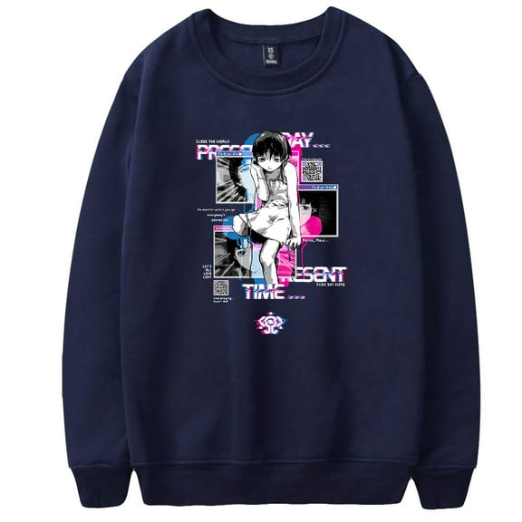 Serial Experiments Lain Crewneck Sweatshirts Long Sleeve Anime Clothes Men Women Fashion Casual Streetwear
