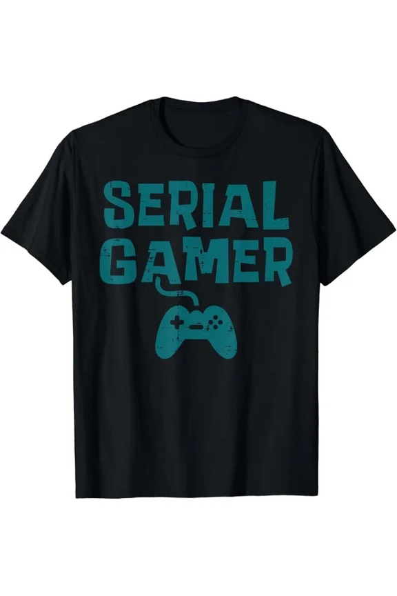 Serial Gamer Controller Fun Gaming Video Game Lover Boys Men Gift T-Shirt Unisex S-5XL Hot Trending Shirt, Vintage Birthday Gift