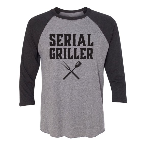 Serial Griller Unisex 3/4 Sleeve Baseball Raglan Tee