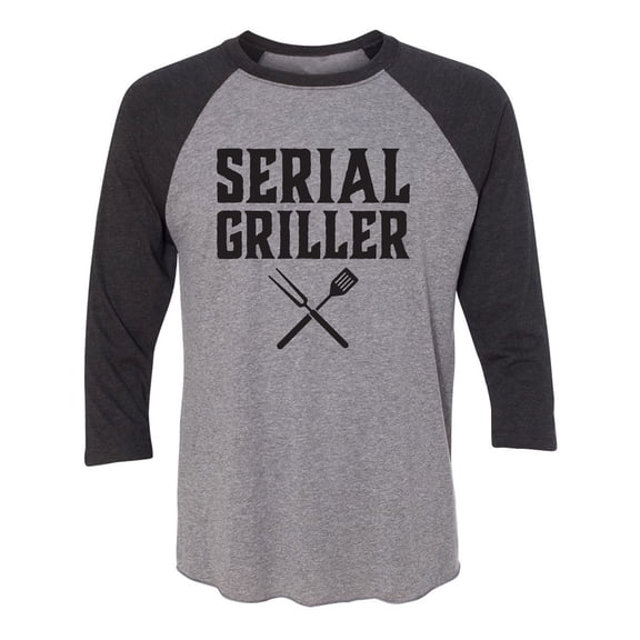 Serial Griller Unisex 3/4 Sleeve Baseball Raglan Tee