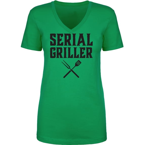 Serial Griller Womens V-Neck T-Shirt