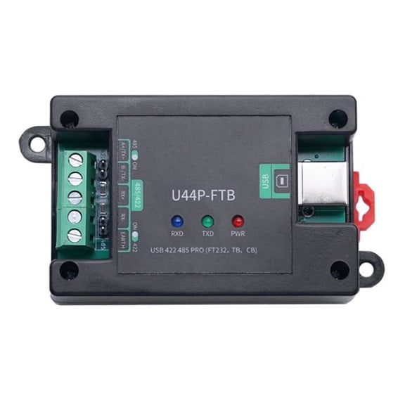 Serial Port Converter Module with Guide Rail DB9 Male/USB-B Interface U44P-FTB USB 422 485 PRO(FT232,TB, CB),1 * Serial Port Converter Module Kit,Black