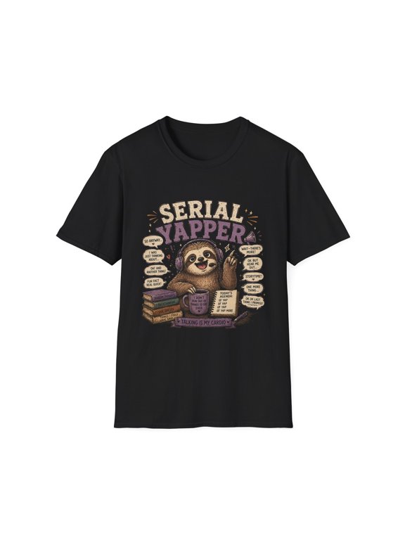 Serial Yapper Sloth T-Shirt | Cute Bookish Podcast Lover Funny Tee
