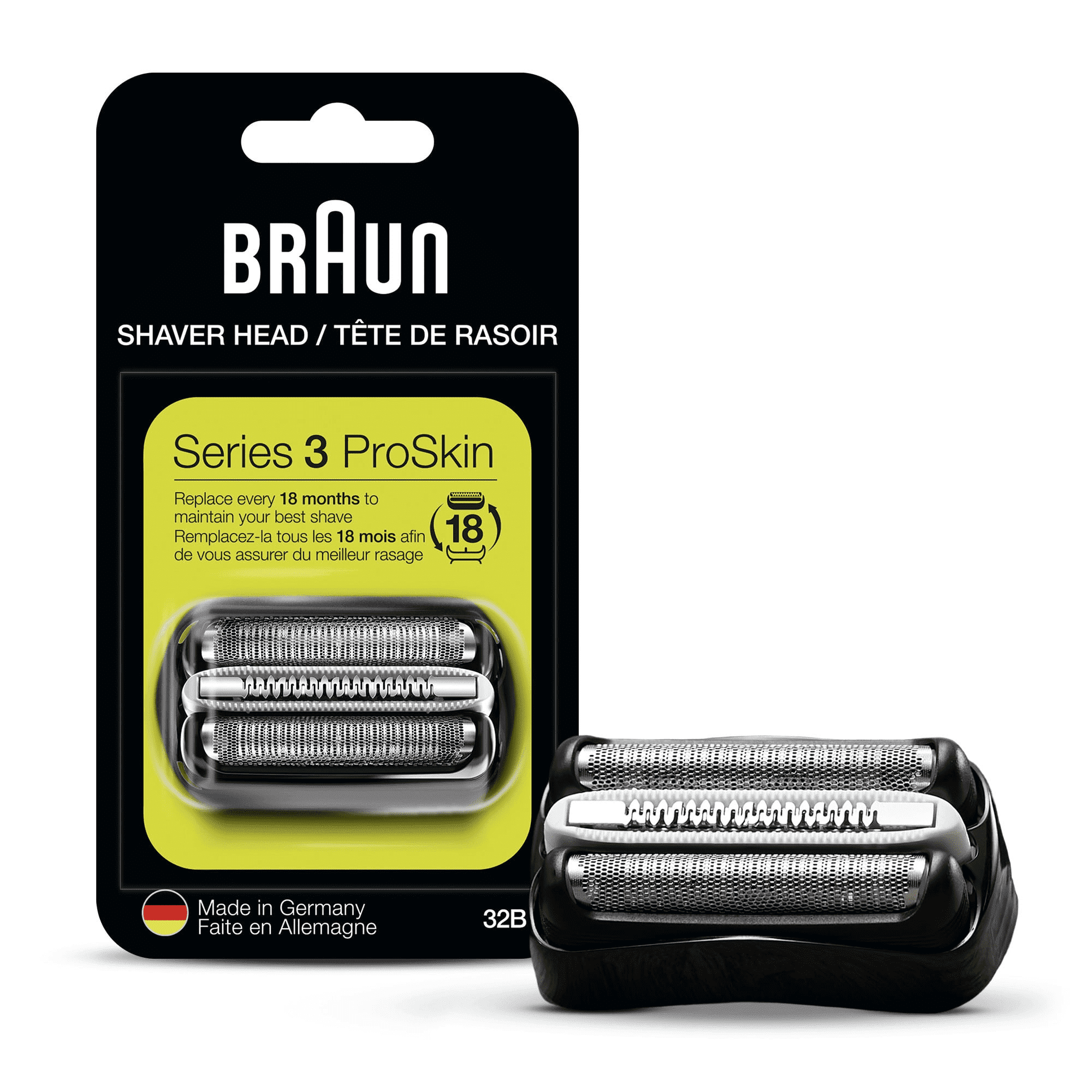 Series 3 32B Shaver Replacement Head Foil & Cutter Cassette for Braun Electric Razors, Black, 1pack