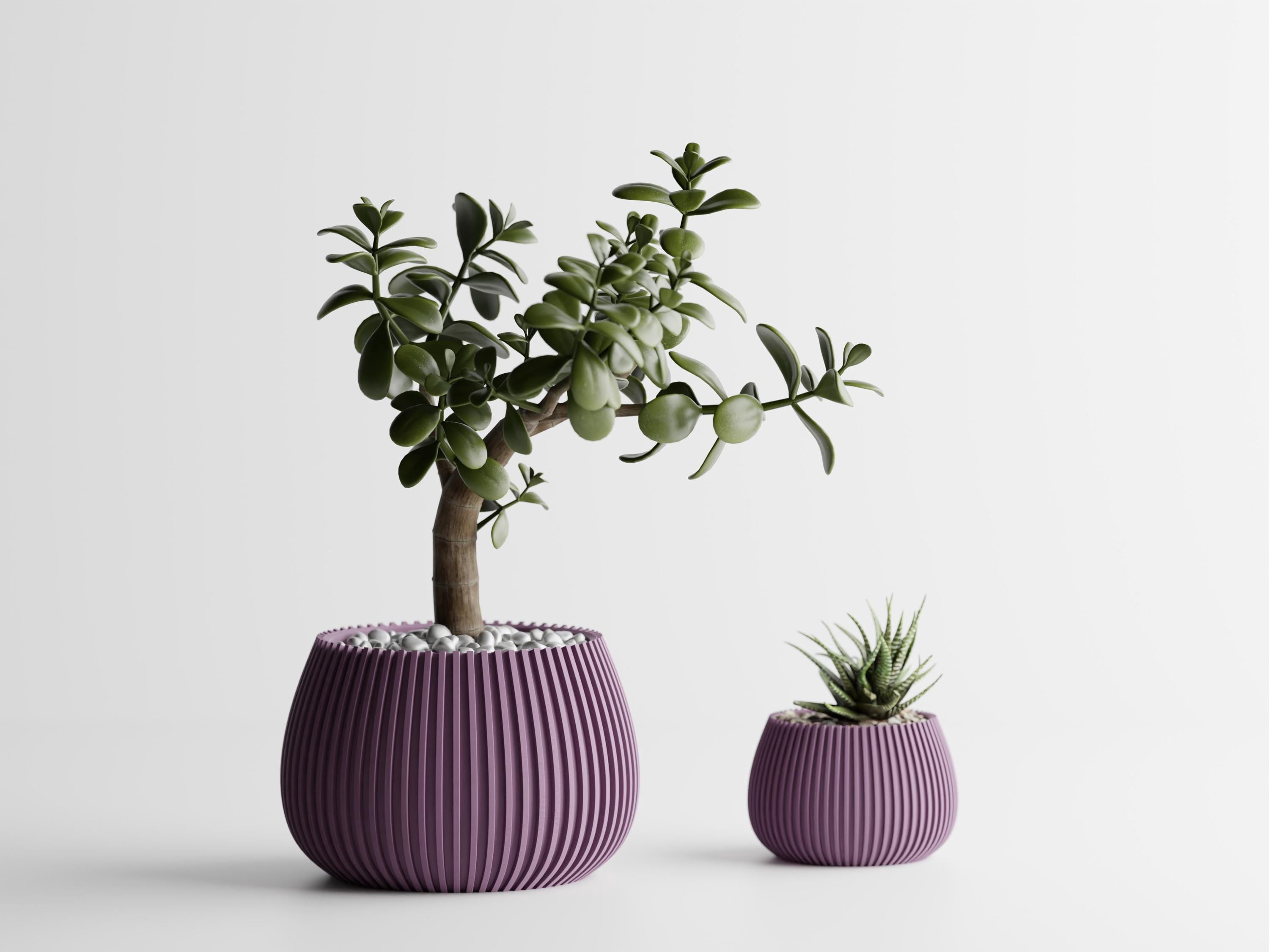 Pot Flash Card Series 4 Vertical Rib Bowl Planter Pot, Blue, Plant Lover Gift Pot ...