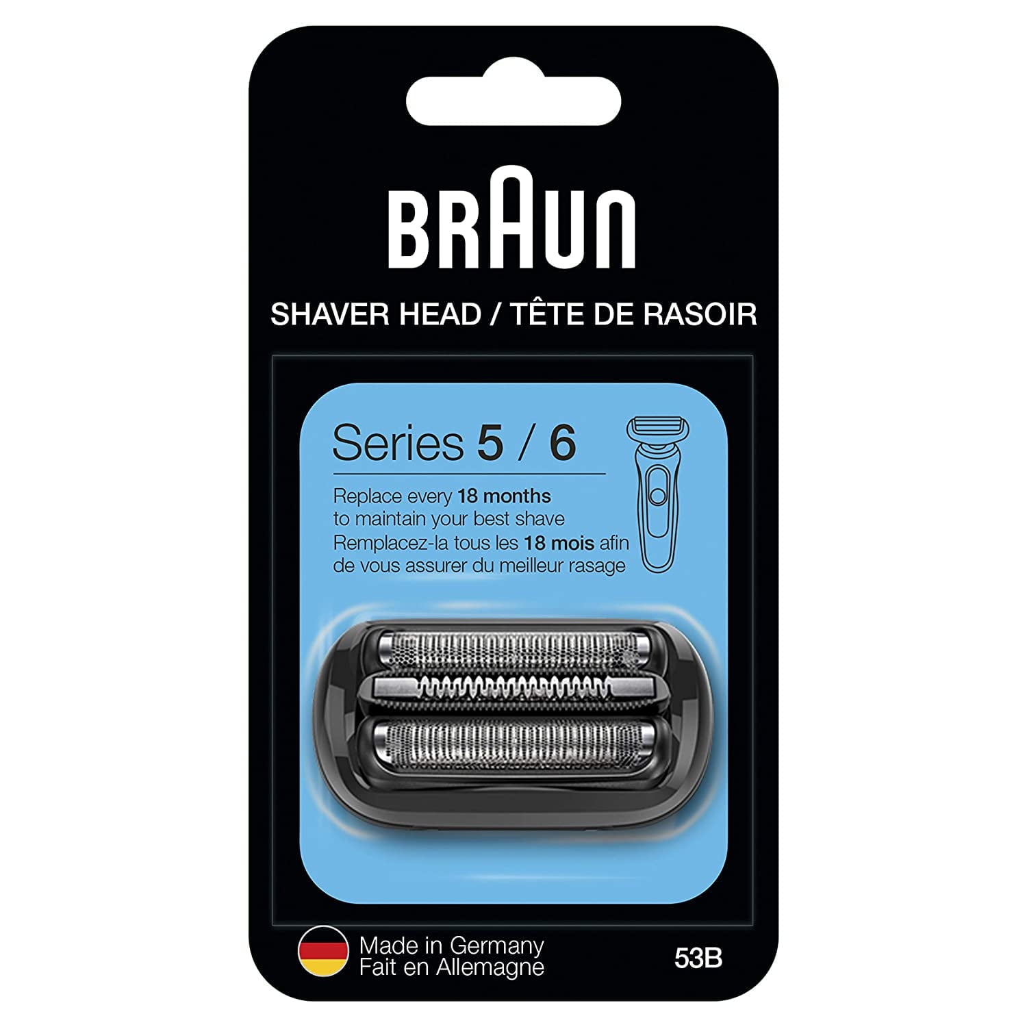 Series 5 and 6 Electric Shaver Replacement Head for Braun Shavers - 53B -  Compatible with Braun Razors 5020s, 5018s, 5050cs, 6020s, 6075cc