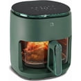 thumbnail image 1 of Series 6 in 1 Air Fryer with Glass Basket, 5 Quart Non Toxic Air Fryer w Digital Display, 430 ° F Max Temp, Preheat & Keep Warm Function, Compact + Dishwasher Safe Glass Airfryer - GREEN, 1 of 8