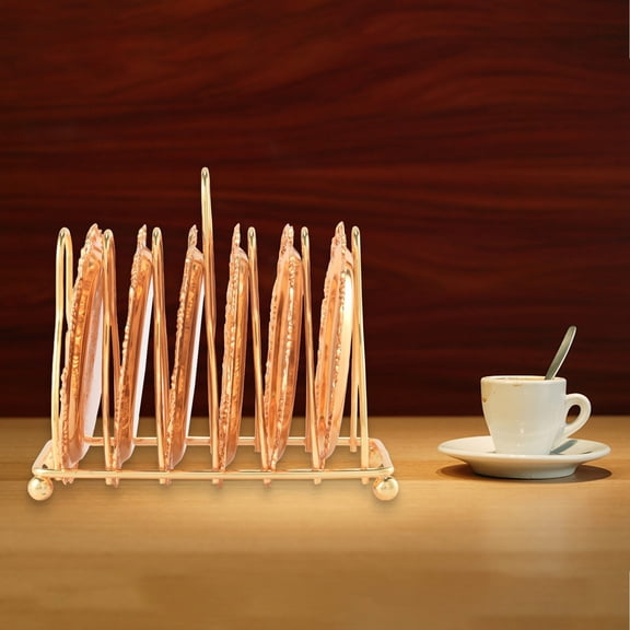 Series 6 Piece Drink Coaster Decorative Frame Non-Slip Metal Coaster Desktop Display With Pole Frame, Kitchen, Coffee Table Decoration (Gold)
