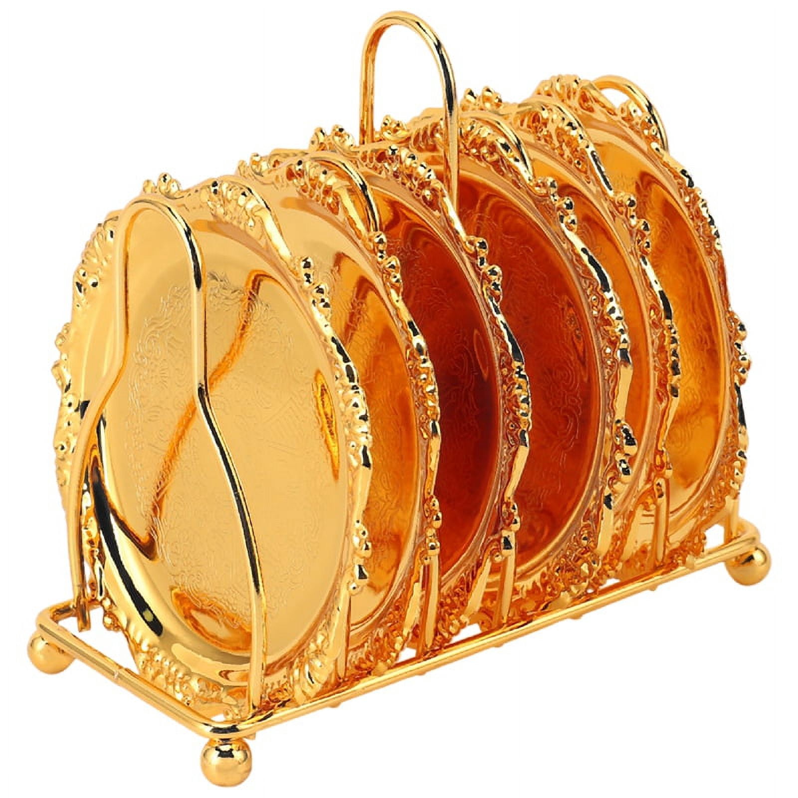 Series 6 Piece Drink Coaster Decorative Frame Non-Slip Metal Coaster ...