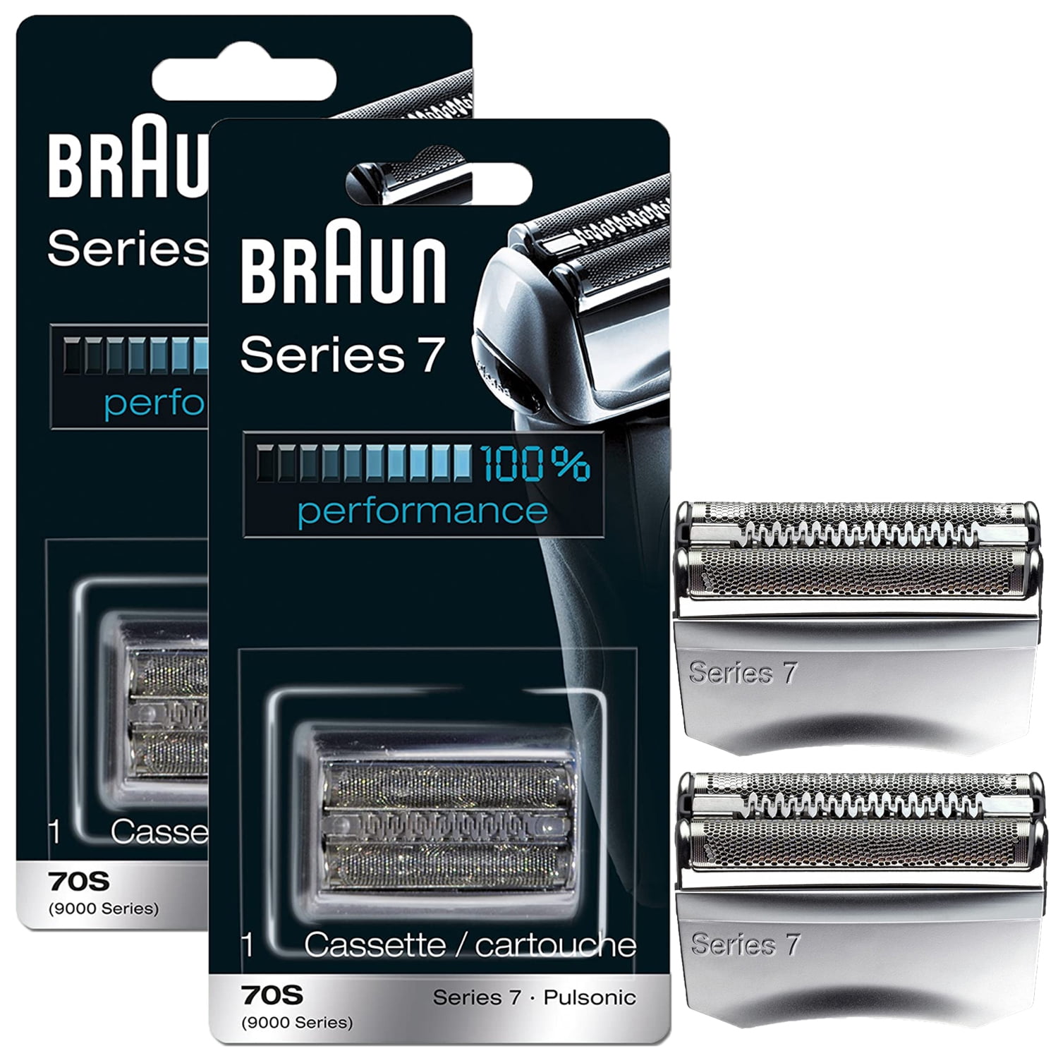 Series 7 Electric Shaver 70S Replacement Head for Braun Razors,Foil & Cutter Replacement Cassette Compatible with Braun Series 7 Models 720, 760, 790, 799 and 797,Silver-2 Pack
