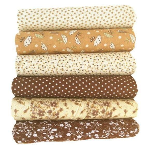 Series 7 Pieces Assorted Pre-Cut Thick Tabby Bundle Charm Cotton Quilt Fabric Brown