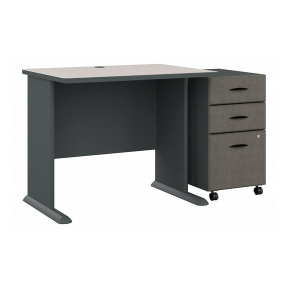 Series A 36" Desk with Mobile File Cabinet in Slate/White - Engineered Wood