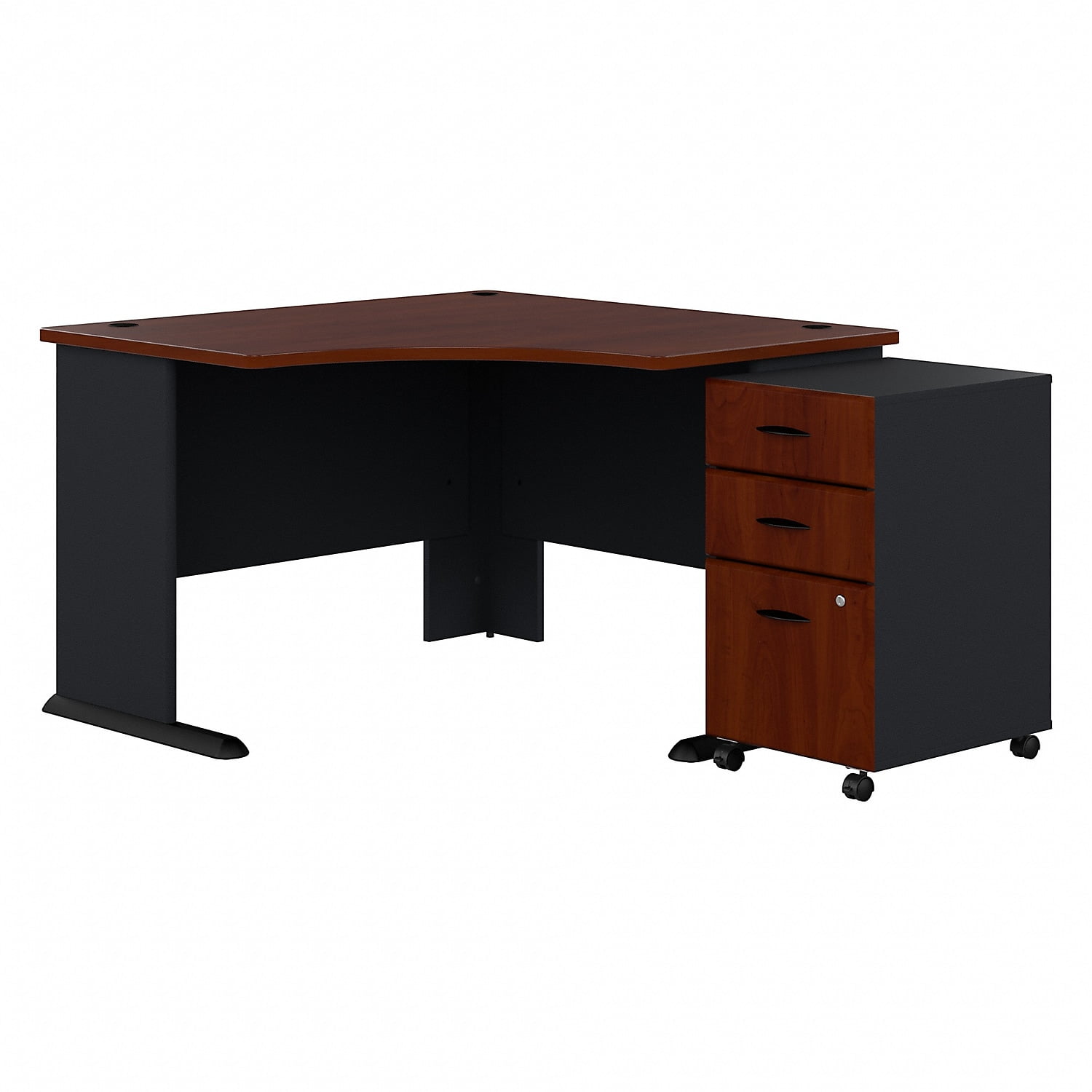 Hansen Cherry L-Shape Executive Desk with Mobile File Cabinet