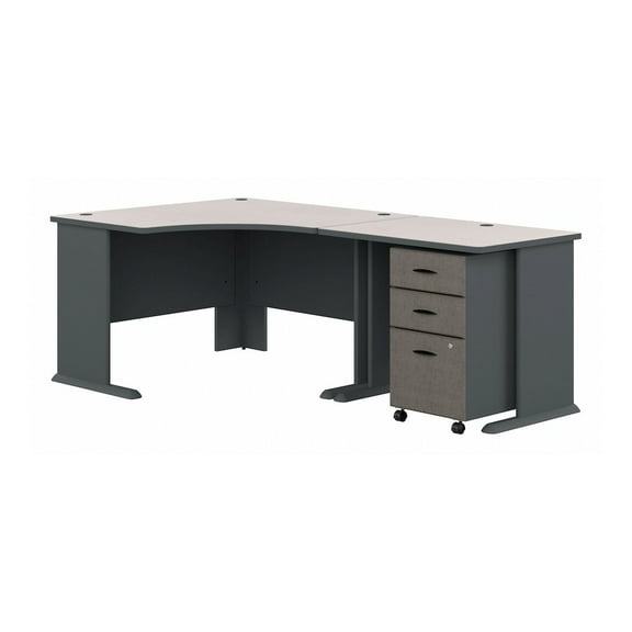 Series A 48W Corner Desk with 36W Return & Mobile File in White -Engineered Wood