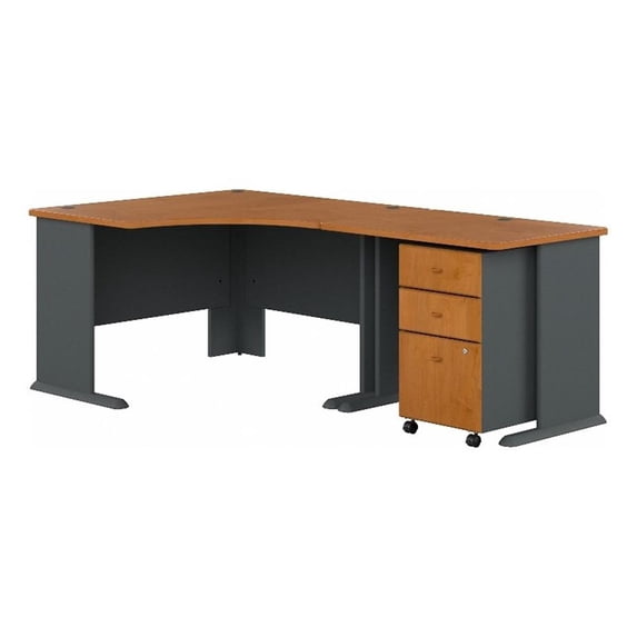 Series A 83" L Shaped Executive Desk in Natural Cherry - Engineered Wood