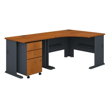 Series A 83" L Shaped Executive Desk in Natural Cherry - Engineered Wood