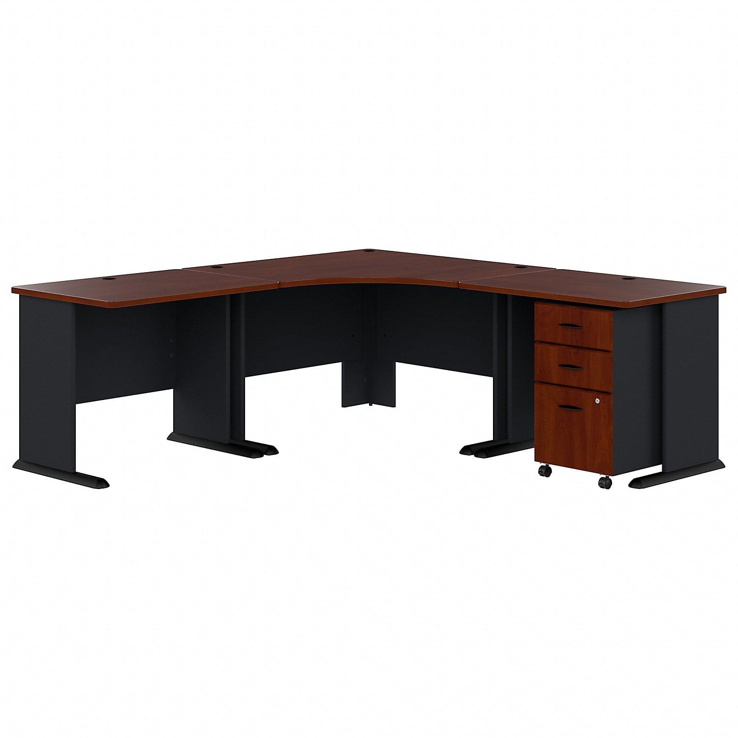 Hansen Cherry L-Shape Executive Desk with Mobile File Cabinet