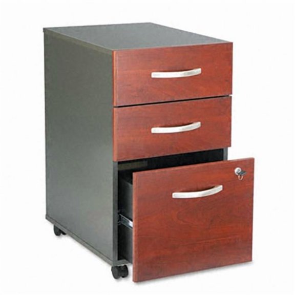 Series C 3-Drawer Mobile Ped File- 15-3/4w x 20-3/8d- Graphite Gray/Dark Cherry