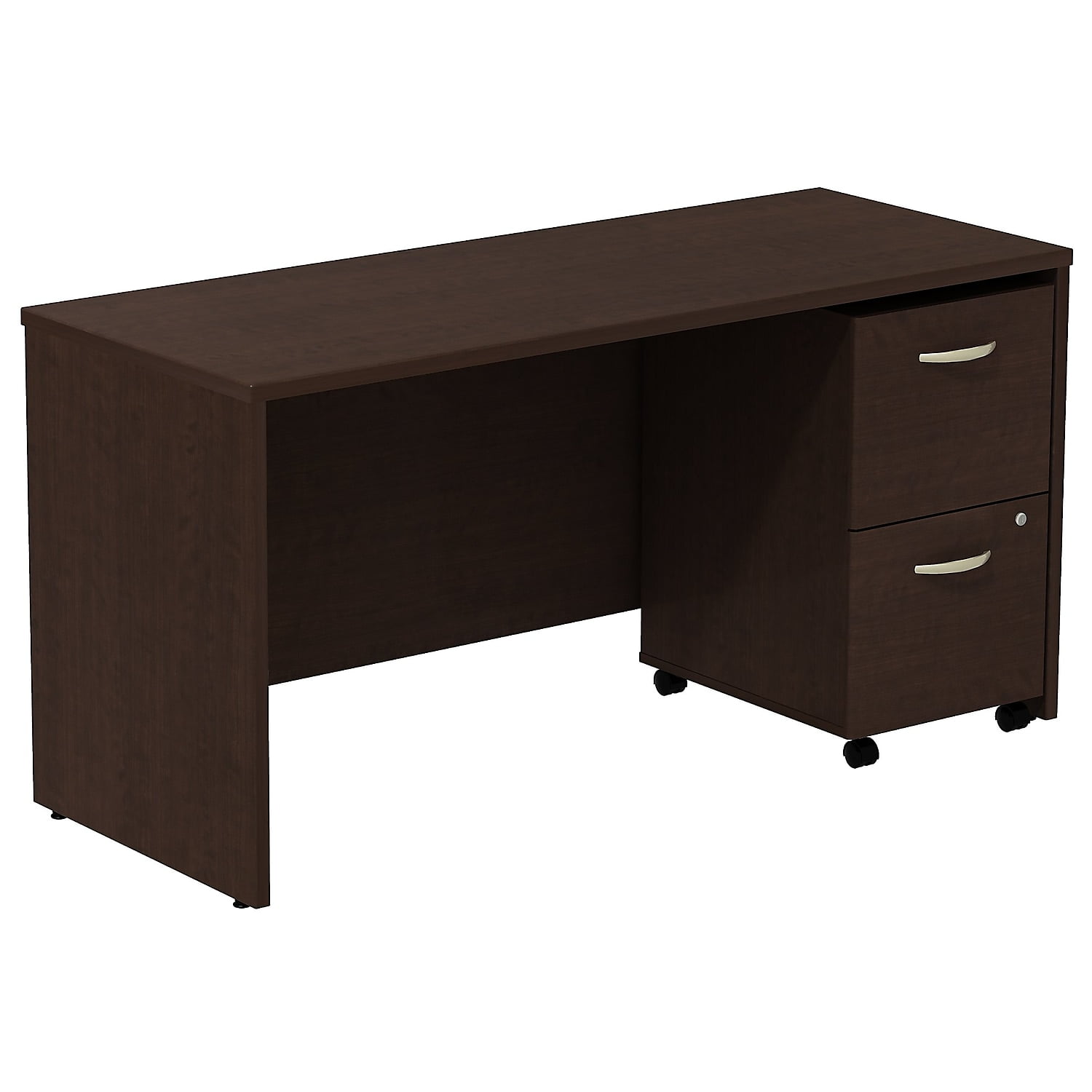 Mocha Cherry 60" Executive Desk with 2-Drawer Mobile Pedestal