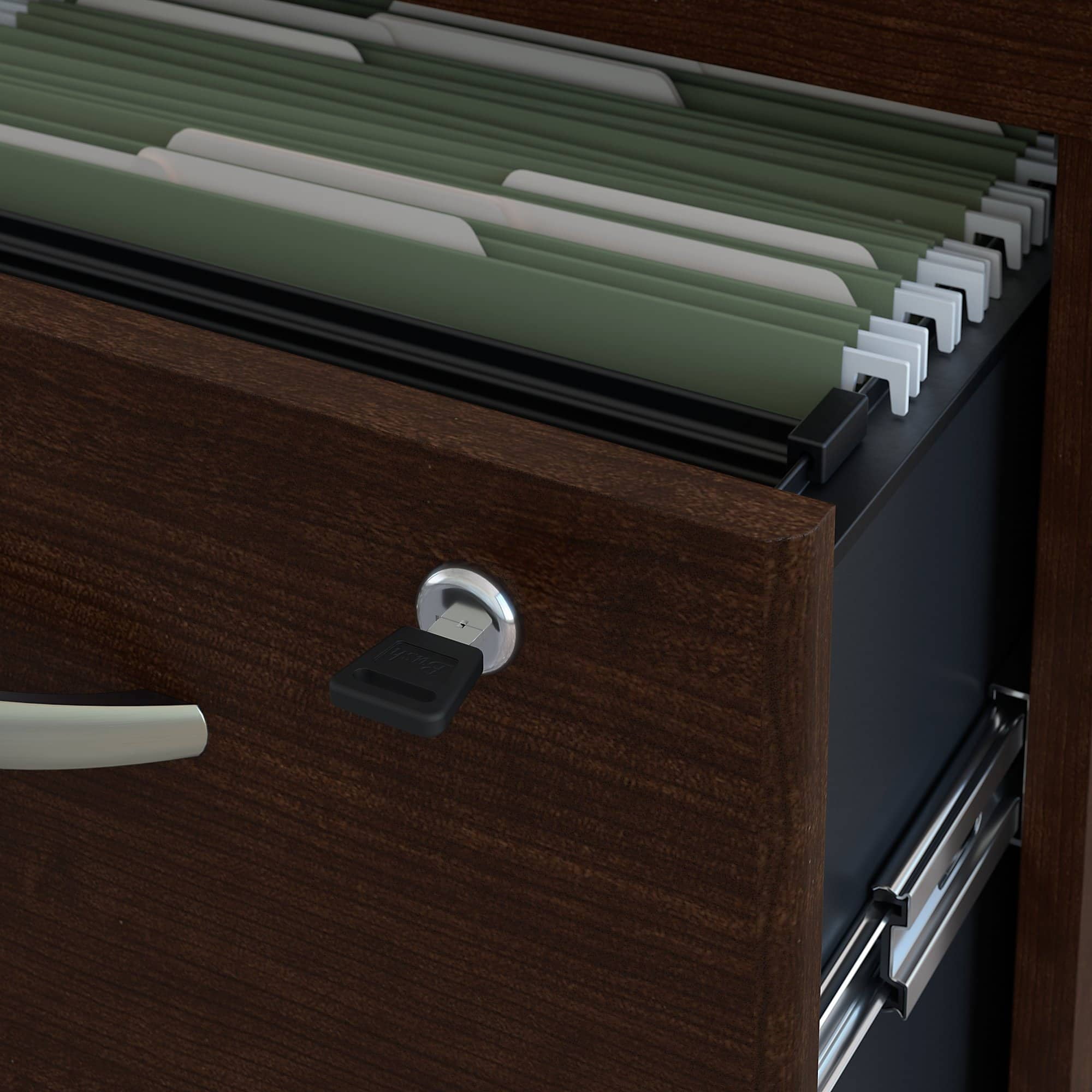 Mocha Cherry Office Desk with 3 Drawer Mobile File Cabinet