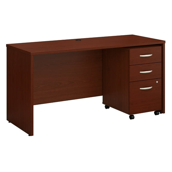 Series C 60W x 24D Office Desk with Drawers in Mahogany - Engineered Wood