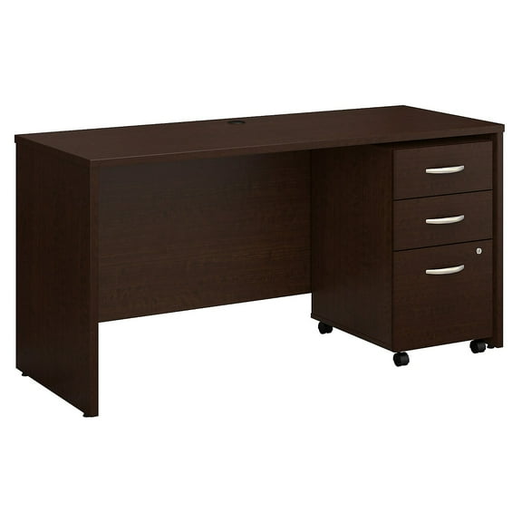 Series C 60W x 24D Office Desk with Drawers in Mocha Cherry - Engineered Wood