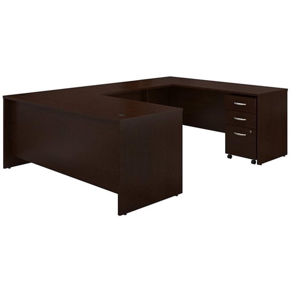 Series C 72"W U-Shaped Desk with Mobile File in Mocha Cherry - Engineered Wood