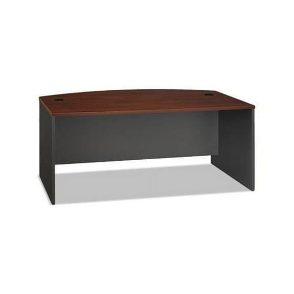 Series C Collection Bow Front Desk 71.13" x 36.13" x 29.88", Hansen Cherry/Graphite Gray