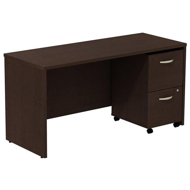 Mocha Cherry 60" Executive Desk with 2-Drawer Mobile Pedestal