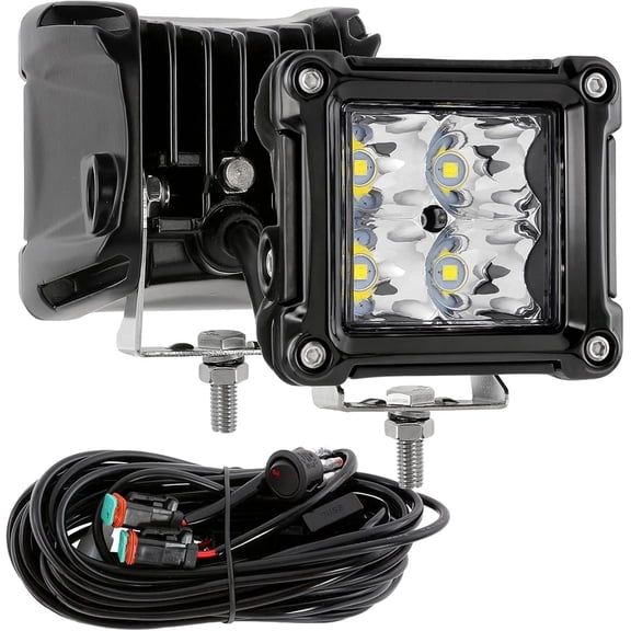 Series Spot Beam Pod Lights, 3 Inch 40W Cube Offroad Spot Light, with DT Wiring Harness, Driving Auxiliary Ditch Lights, for ATV UTV , Pair