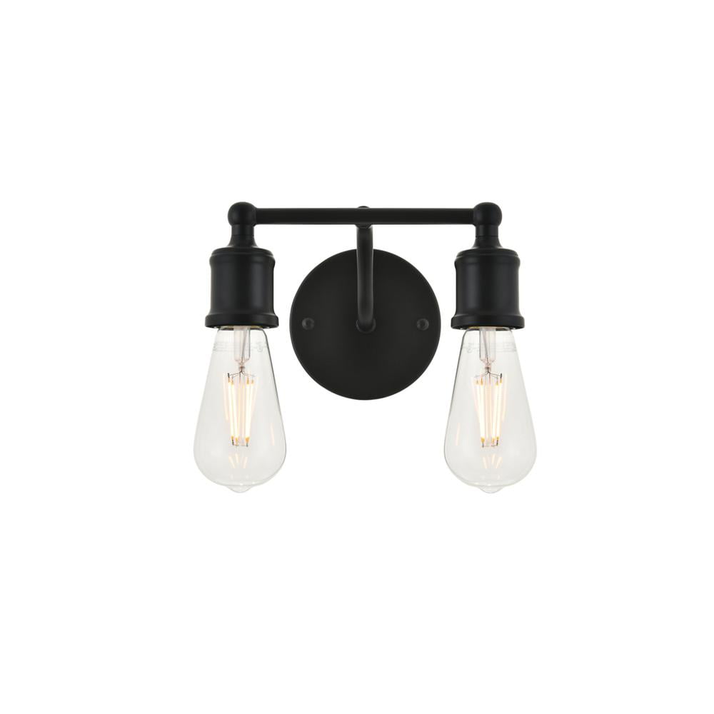 Elegant Black Metal 2-Light Wall Sconce