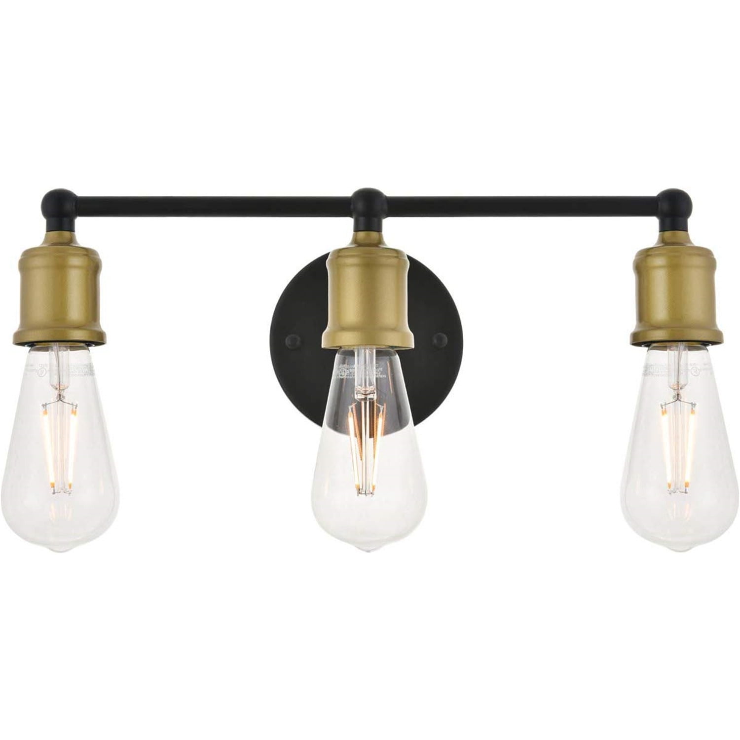 Serif Contemporary Brass and Black 3-Light Wall Sconce