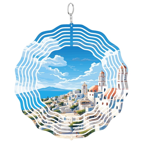 Serifos Greece Travel 3D Wind Spinner Kinetic Garden Decoration