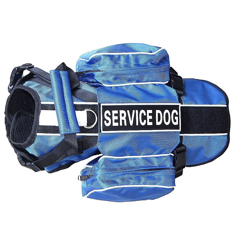 Serijoars Dog Vest Harnesses MMF7 with Saddlebag Backpack for Camping & Travel Reflective
