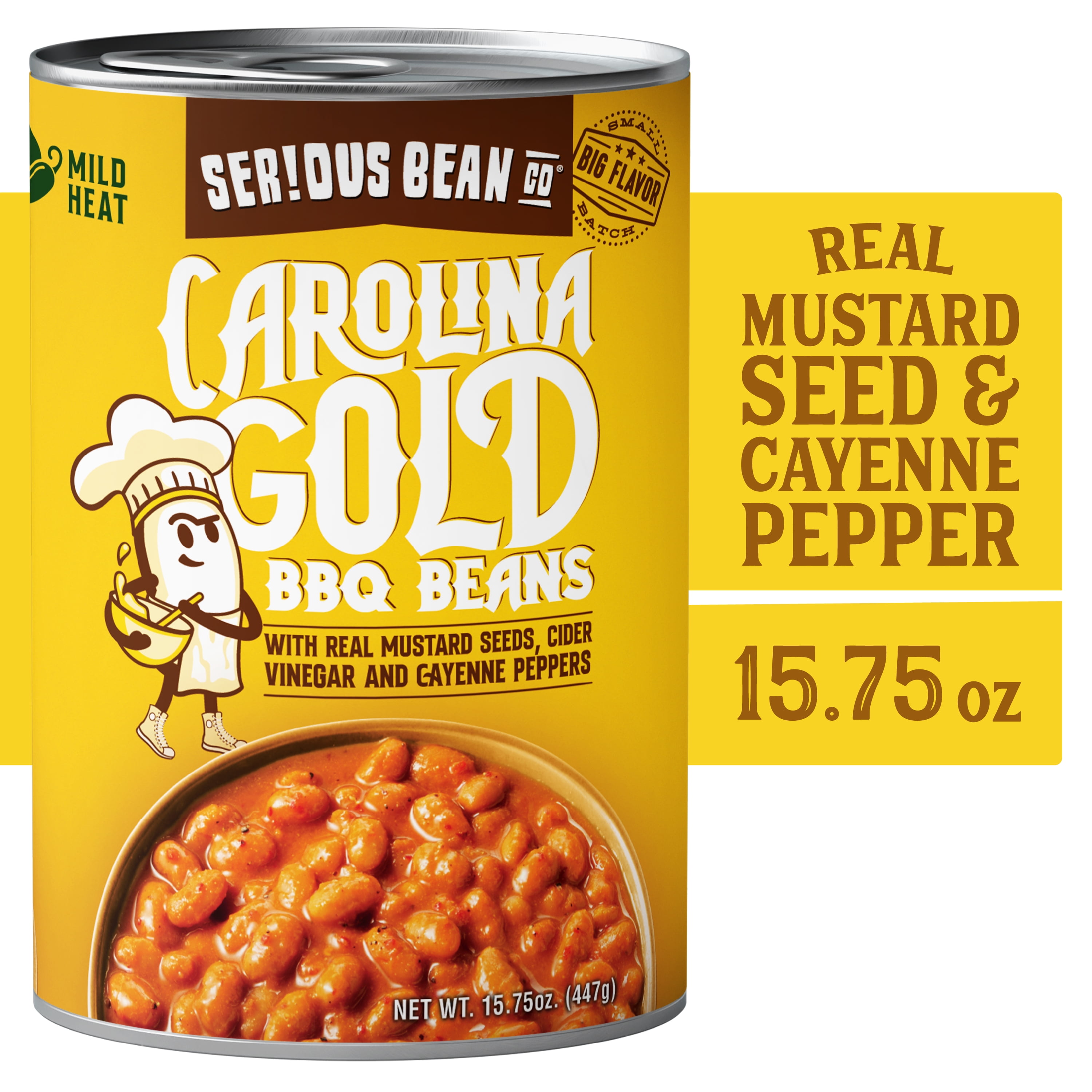Serious Bean Co Carolina Gold BBQ Beans, Mild Heat, GlutenFree, 15.75