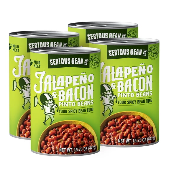 SERIOUS Bean Co Jalapeno & Bacon Pinto Beans, 4-pack of 15.75 Oz Cans ...
