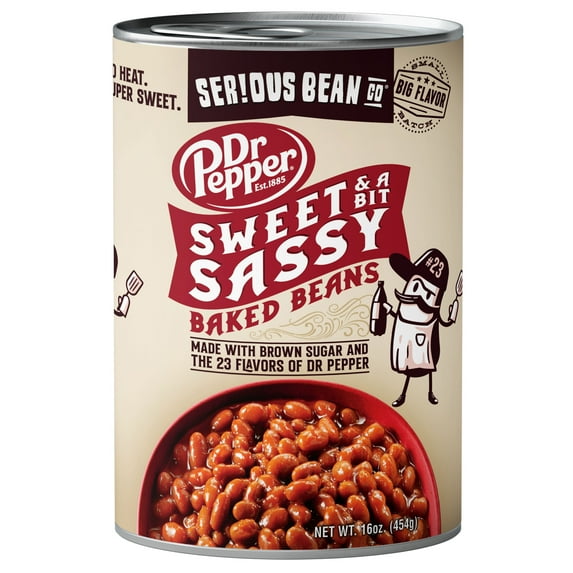 SERIOUS Bean Co Sweet and a Bit Sassy Dr Pepper Baked Beans, 16 Oz Can