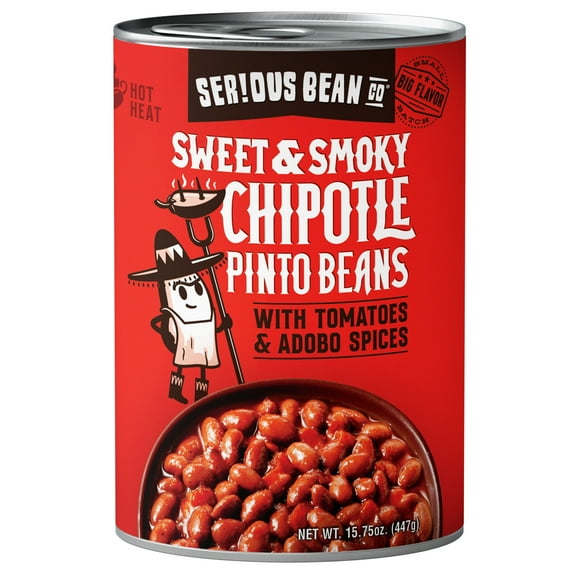 SERIOUS Bean Co Sweet & Smoky Chipotle Pinto Beans, 15.75 Oz Can