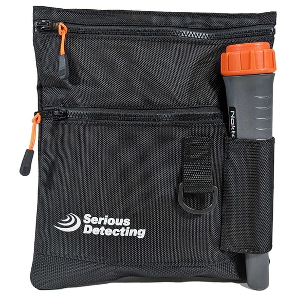Serious Detecting Mesh Bottom Beach Finds Bag Pouch with 43" Waist Belt and Pinpointer Holster for Metal Detecting