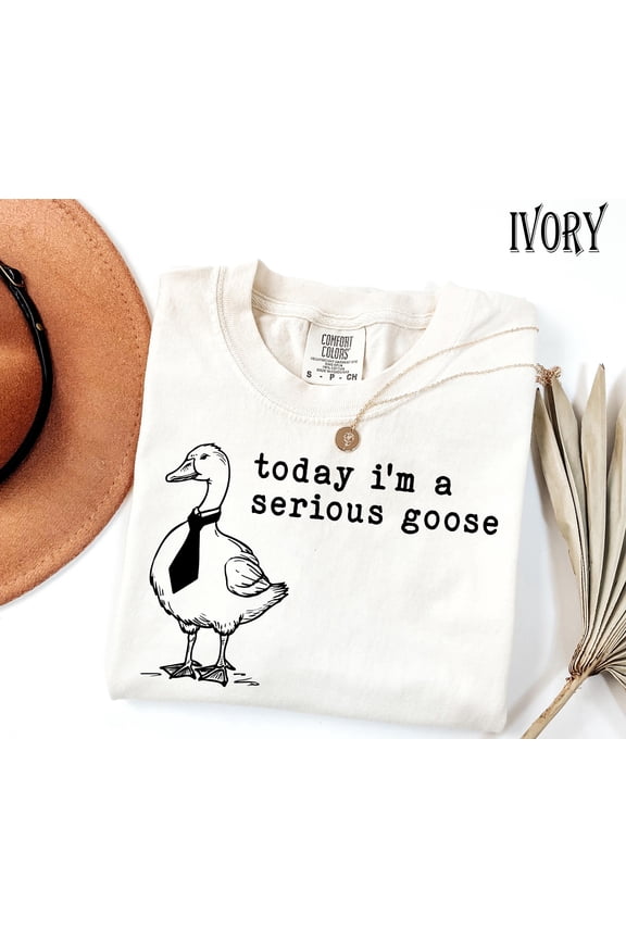 Serious Goose Comfort Colors T-Shirt – Funny Meme Tee – Silly Goose Graphic Top Gift Idea
