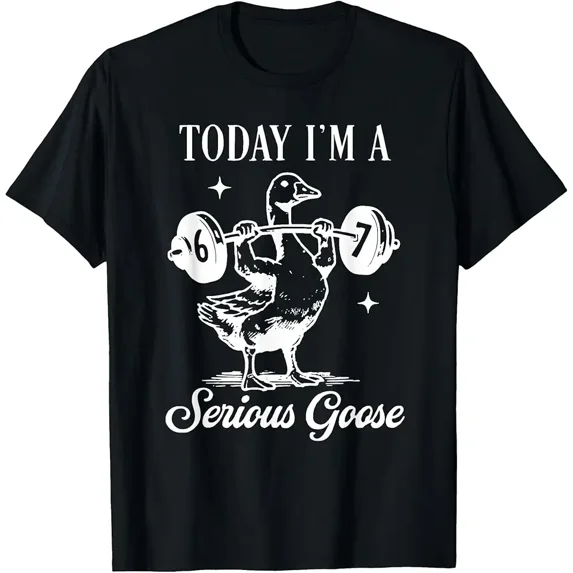 Serious Goose Weightlifting Funny Gym Workout Animal Lover T-Shirt