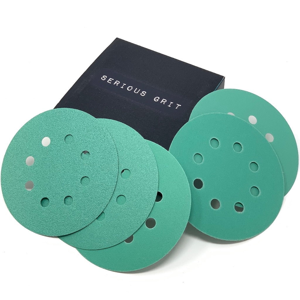 Serious Grit 5Inch 8Hole Sanding Discs Assortment 80, 120, 150