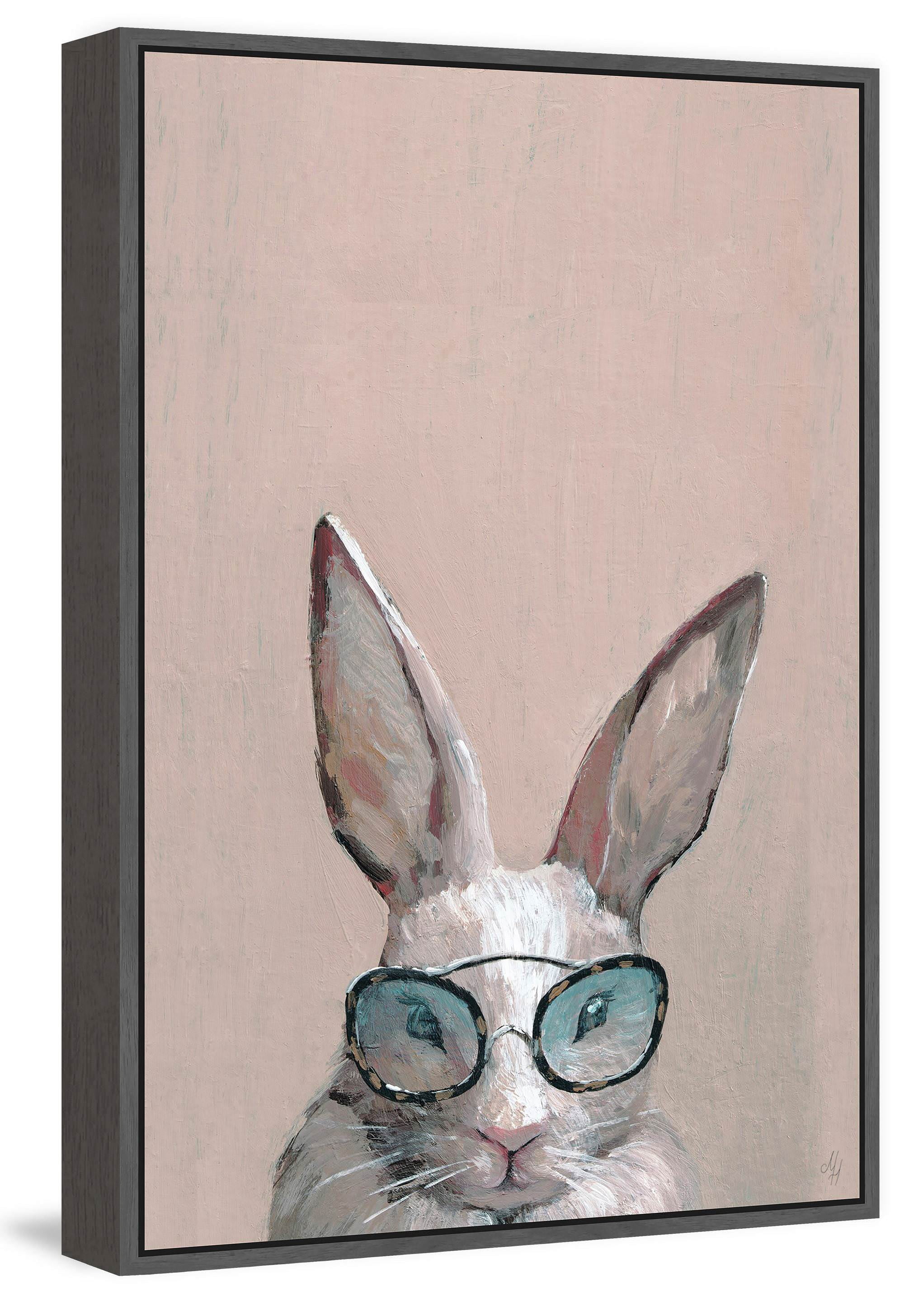 Serious Hare Floater Framed Painting Print on Canvas