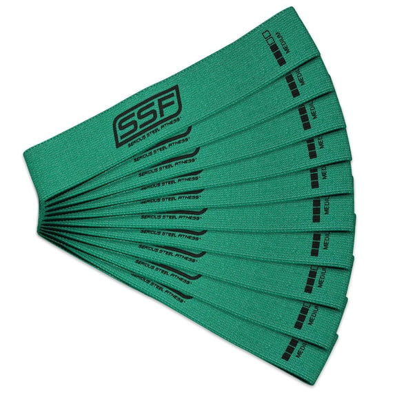 Serious Steel Fitness 12" Fabric Mini Loop 10 Pack - Trainer Pack - Medium