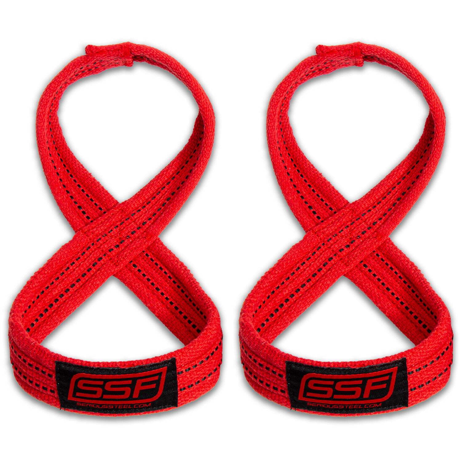 Serious Steel Fitness Figure 8 Straps | Deadlift Straps |Lifting Straps (70 Centimeters - Red) | Unisex
