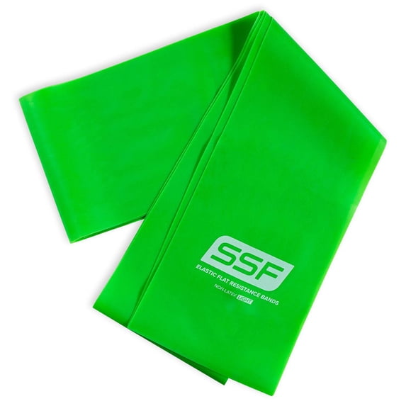 Serious Steel Fitness Flat Resistance Bands for Upper and Lower Body Strength Training and Exercise. (Non Latex Flat Physical Therapy Exercise Bands - 4" x 5 Feet) -Light - Green