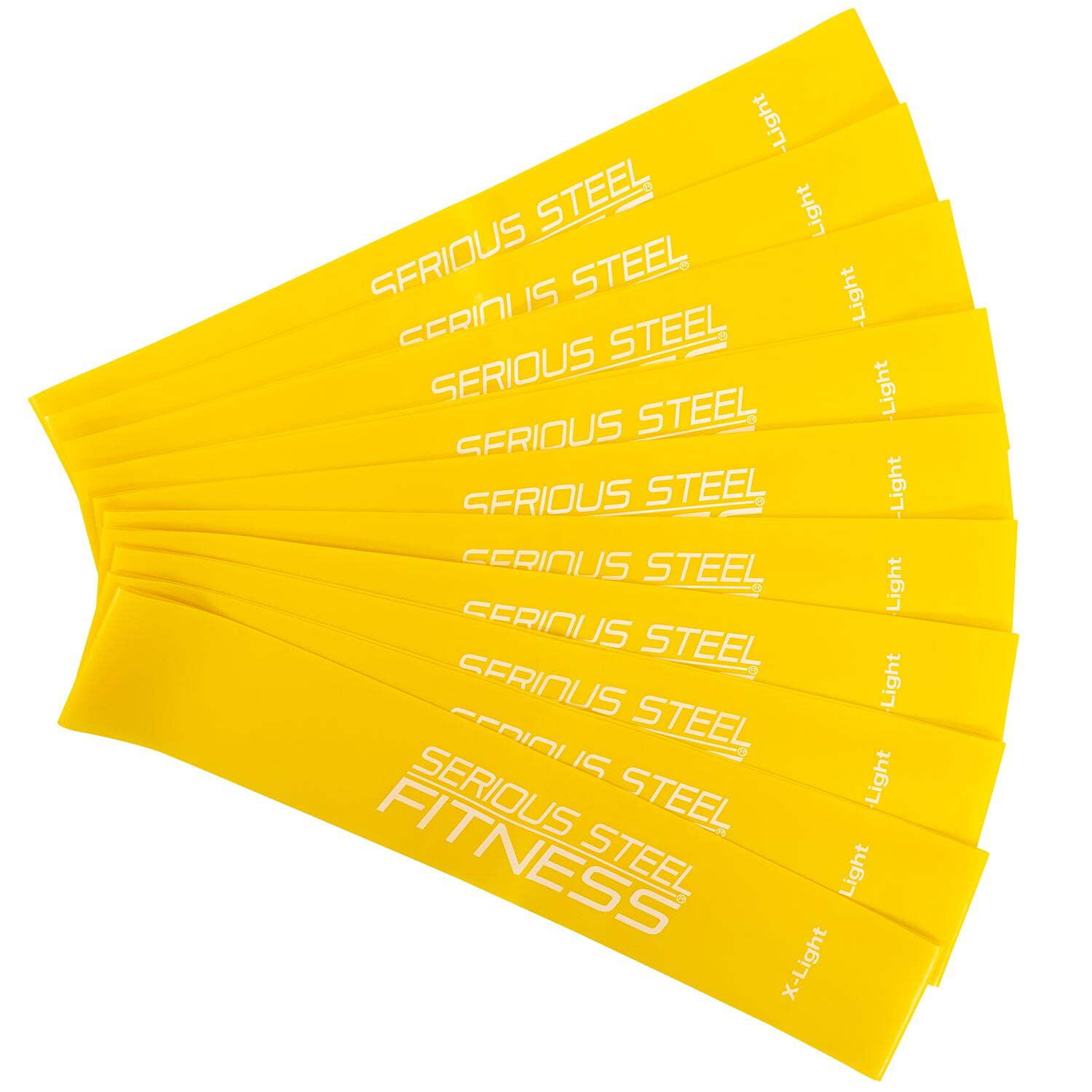 Serious Steel Fitness Mini Loops Resistance Band (Exercise & Physical Therapy Group Resistance Band 10 Pack) - 10 Packs (X-Light)